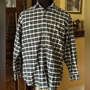 Tommy Hilfiger Mens Dress Shirt Button Down Black Plaid Long Sleeve Size M
